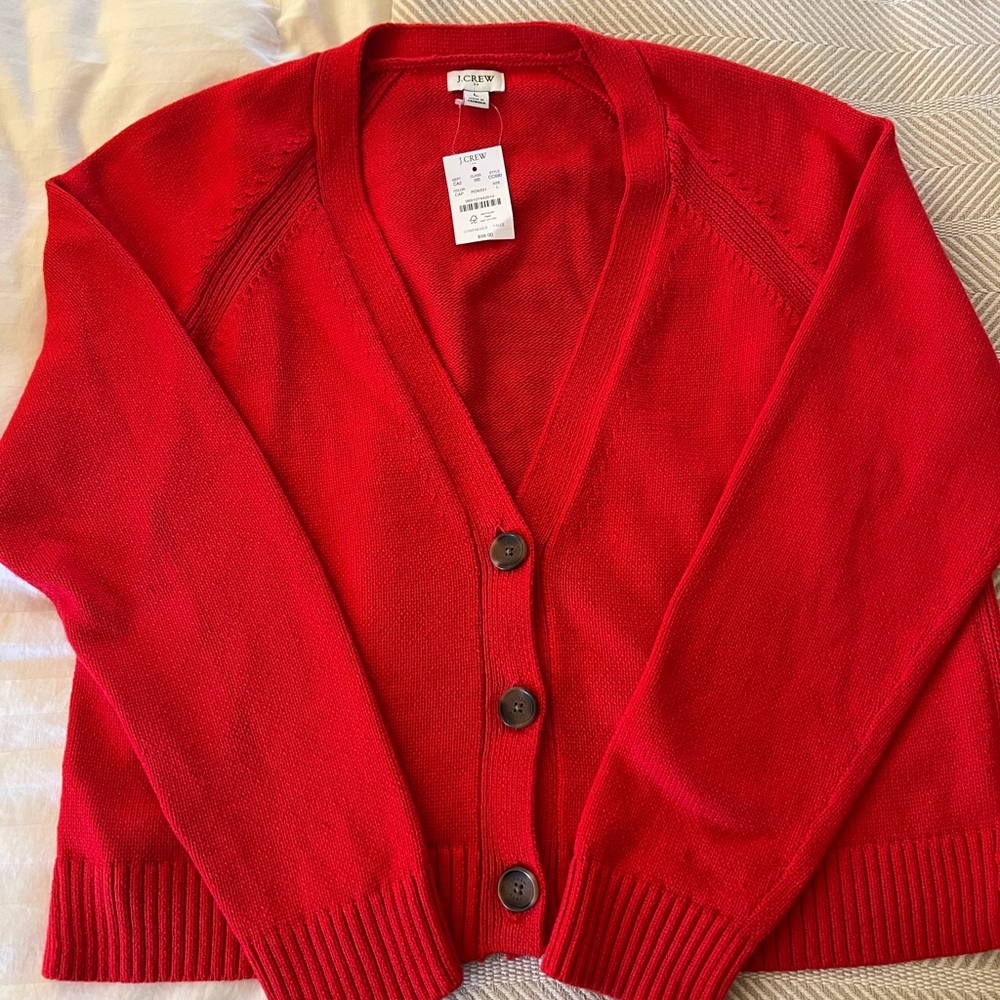 J. Crew Vibrant Red Button-Up Cardigan